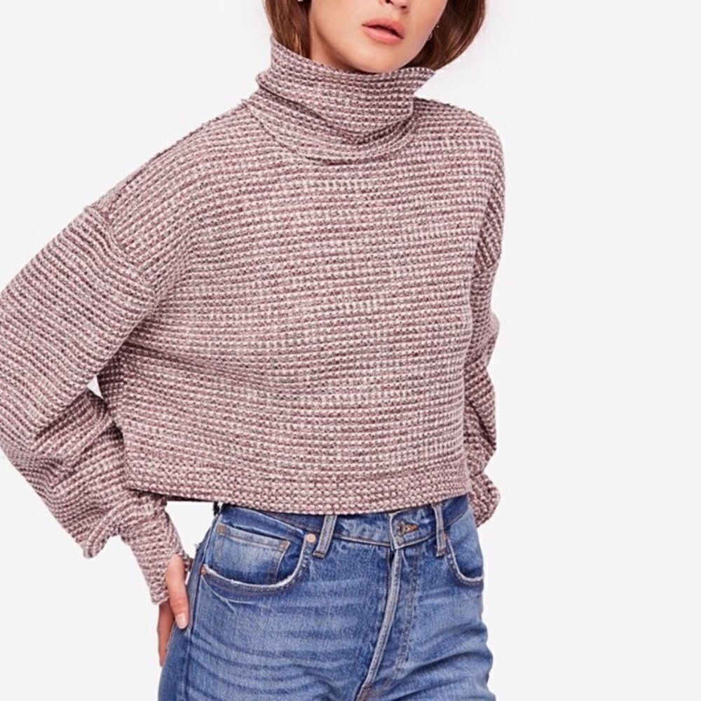 Free People Mock neck Thermal crop Large